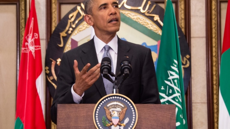 US President Barack Obama delivers a speech following a US-Gulf Cooperation Council Summit in Riyadh