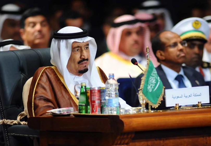 Saudi King Salman bin Abdulaziz al Saud attends the Arab League summit in Egypt's Red Sea resort of Sharm El Sheikh