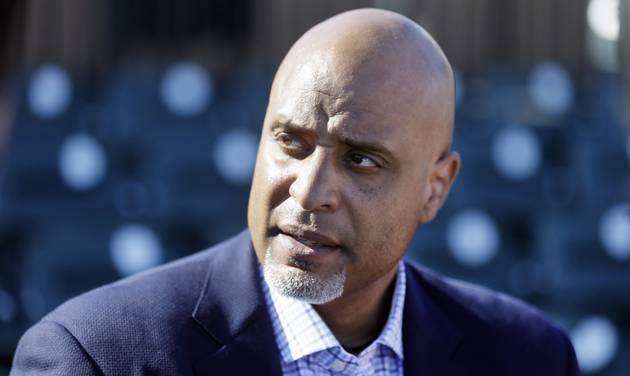 Tony Clark head of the baseball players&#039 union talks to the media before a spring training baseball game between the Detroit Tigers and the Washington Nationals in Lakeland Fla. THe union is frustrated