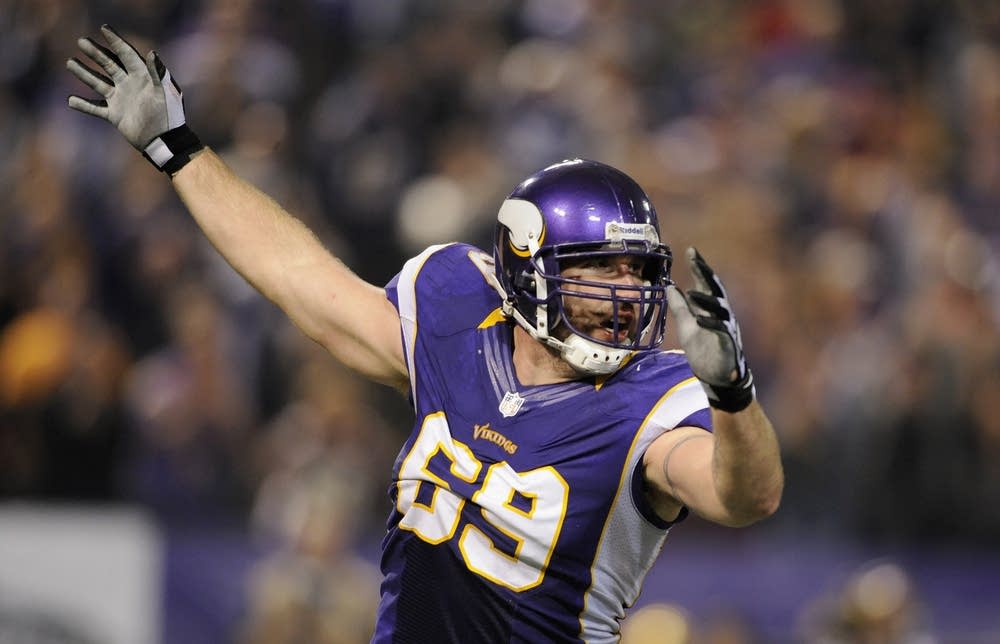 Jared Allen celebrates a sack