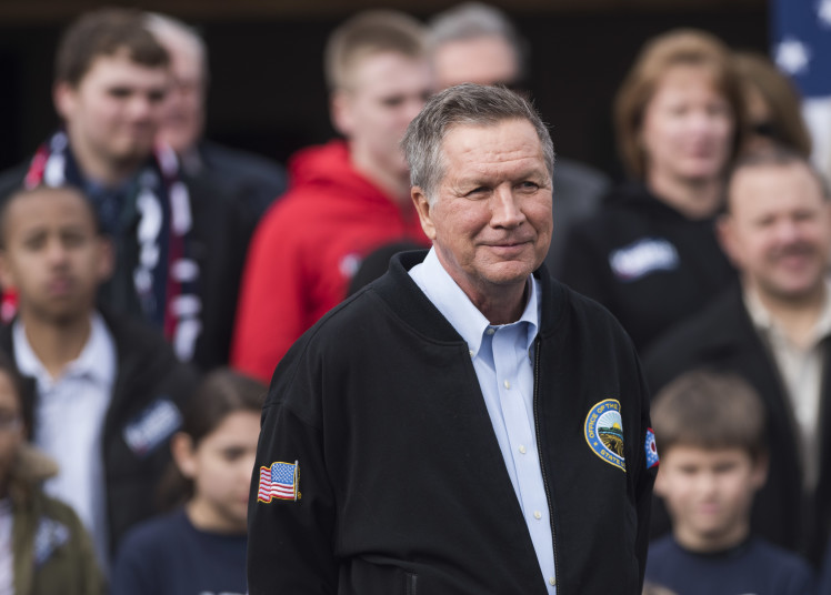 John Kasich at a campaign rally at the Franklin Park Conservatory in Columbus Ohio