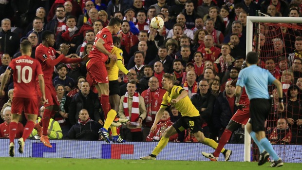 Leaving it late Dejan Lovren headed in the final goal in Liverpool's thrilling 4-3 win over Borussia Dortmund