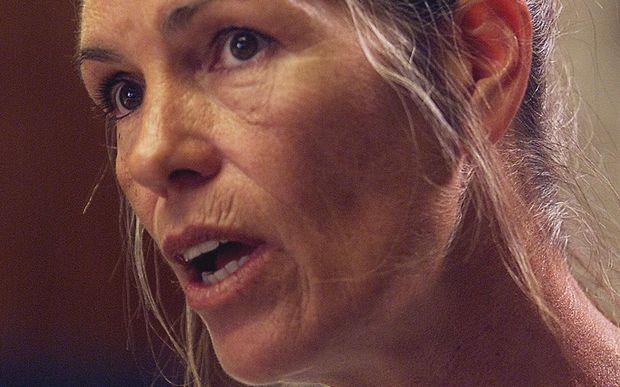 Leslie Van Houten at a parole hearing in 2002