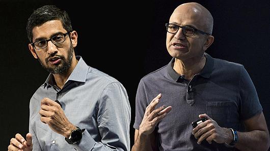 Google CEO Sundar Pichai and Microsoft CEO Satya Nadella