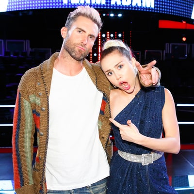 Miley Cyrus Adam Levine Butt Heads on Set of ‘The Voice