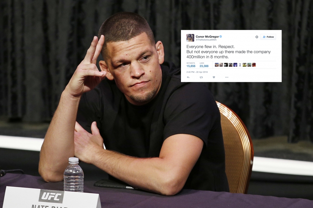 Mixed martial arts fighter Nate Diaz attends a news conference for UFC 200 Friday