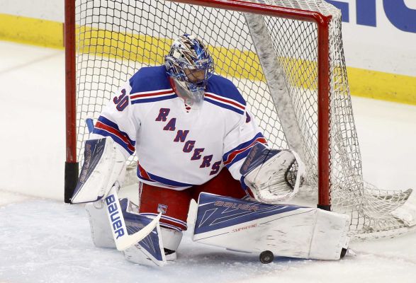 Henrik Lundqvist #30 of the New York Rangers