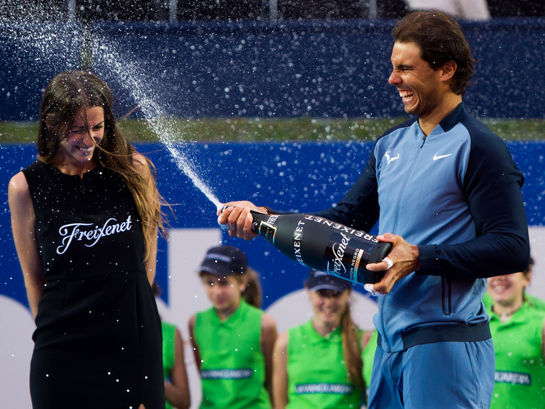 Rafael Nadal celebrates his victory in Barcelona