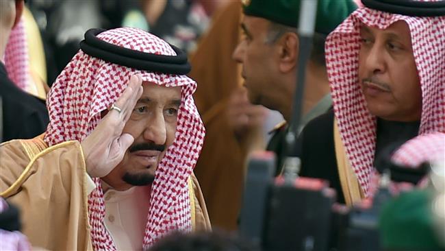 Saudi King Salman bin Abdulaziz arrives to attend the inauguration ceremony of the Yanbu Aramco Sinopec Refining Company project