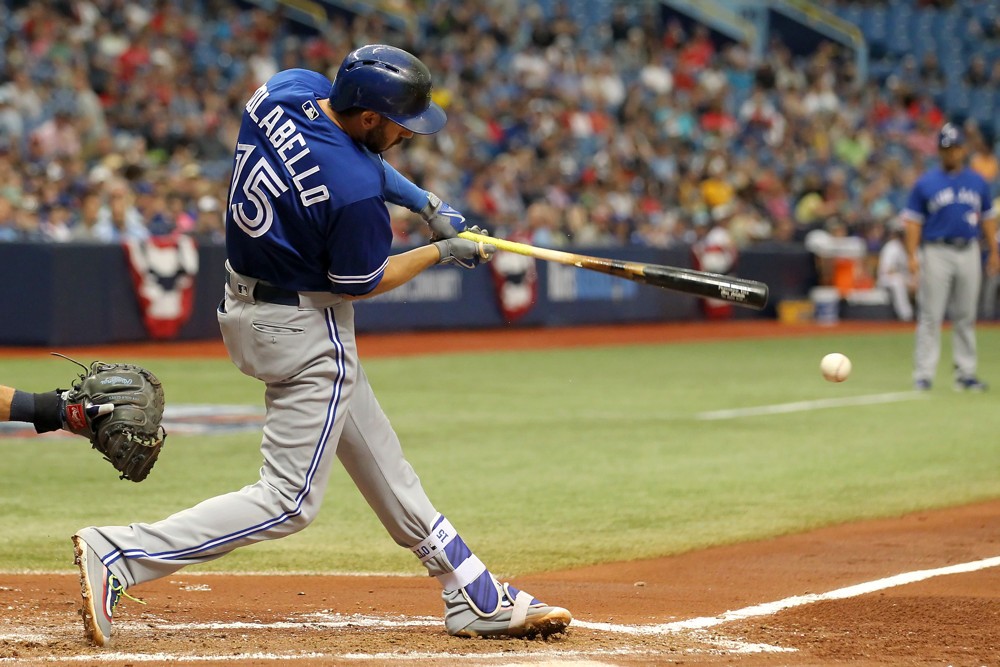 06 APR 2016 Chris Colabello of the Jays during the regular season game between the Toronto Blue Jays and the Tampa Bay Rays at Tropicana Field in St. Petersburg Florida