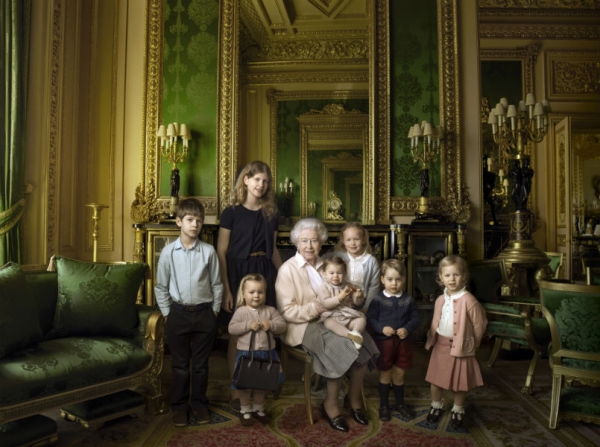 Queen Elizabeth and great-grandchildren