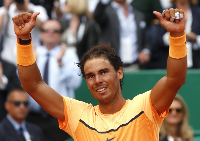 Rafael Nadal celebrates after winning