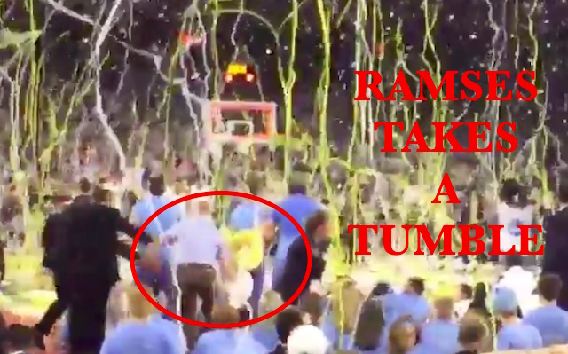 Rameses took a tumble after UNC's loss to Villanova