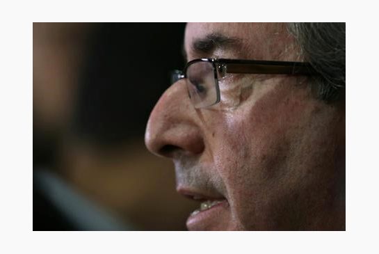 Brazil's President of the Chamber of Deputies Eduardo Cunha speaks about his name appearing in the documents leaked from the Panamanian Mossack Fonseca law firm at the Chamber of Deputies in Brasilia Brazil Monday