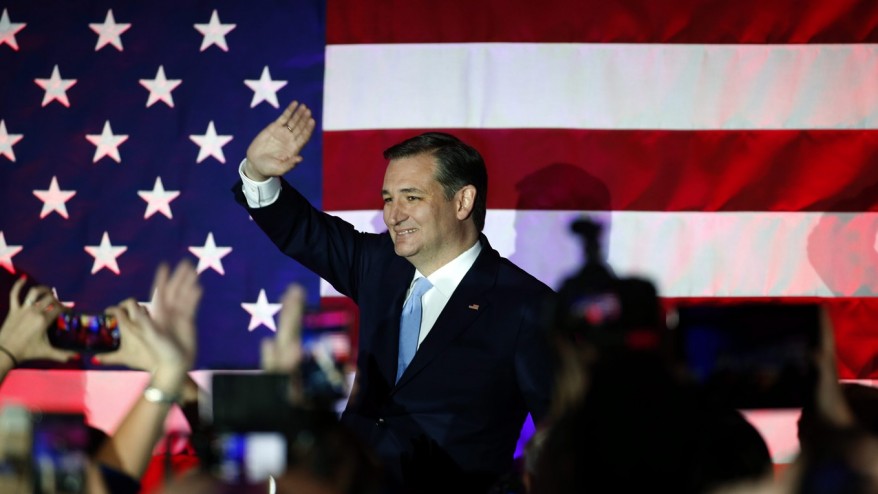 Getty  AFP  Scott Olson Republican presidential candidate Ted Cruz celebrates with supporters at the American Serb Hall Banquet Center after the polls closed