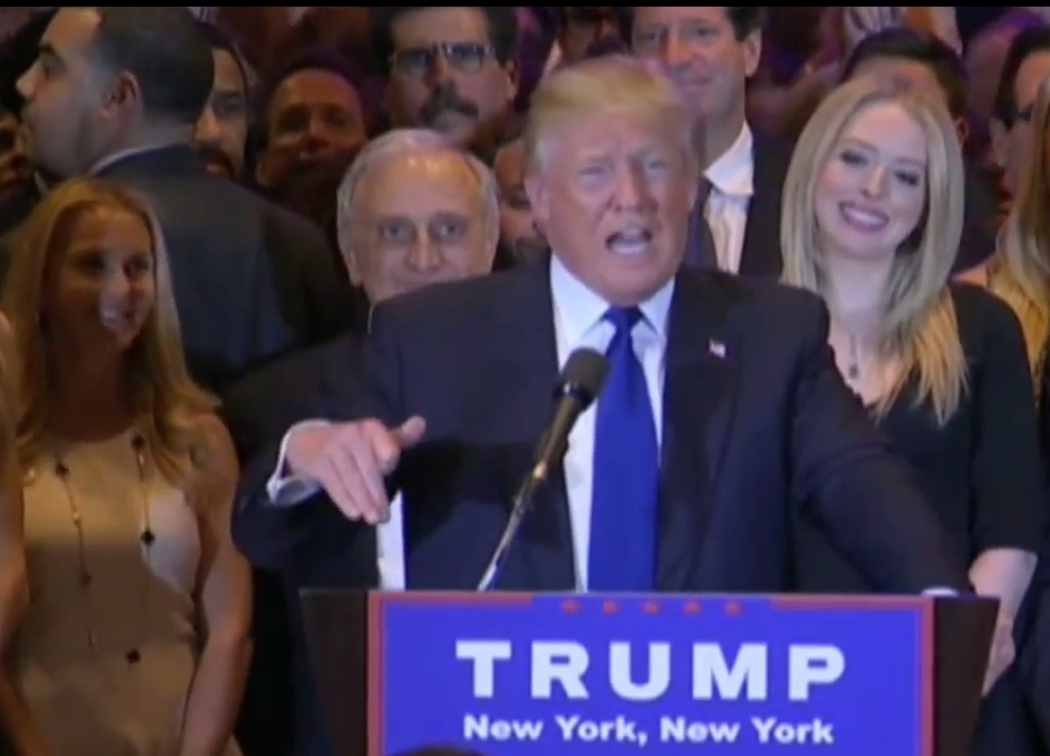 Republican presidential candidate Donald Trump at Trump Tower in New York City on Tuesday night