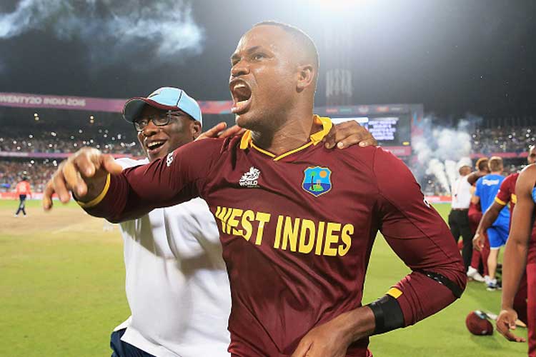 Samuels couldn't stop himself after the winning six taking his shirt off running towards the England dugout. That earned him a fine of 30% of his match fees