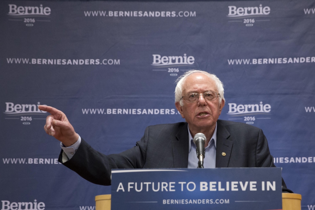 Democratic presidential candidate Sen. Bernie Sanders I-Vt. speaks to reporters after a campaign event Saturday in the Queens borough of New York