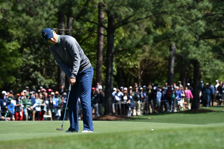 AFP  Nicholas Kamm        US golfer Jordan Spieth plays a shot on the 1st green during Round 3 of the 80th Masters Golf Tournament at the Augusta National Golf Club