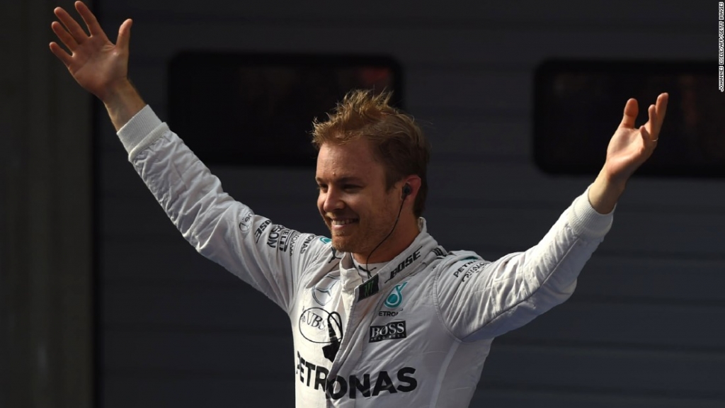 Nico Rosberg celebrates after winning the Chinese Grand Prix in Shanghai for Mercedes