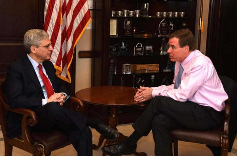 Virginia Sen. Mark Warner and Supreme Court nominee Merrick Garland met on Wednesday April 13/Courtesy Warner's office