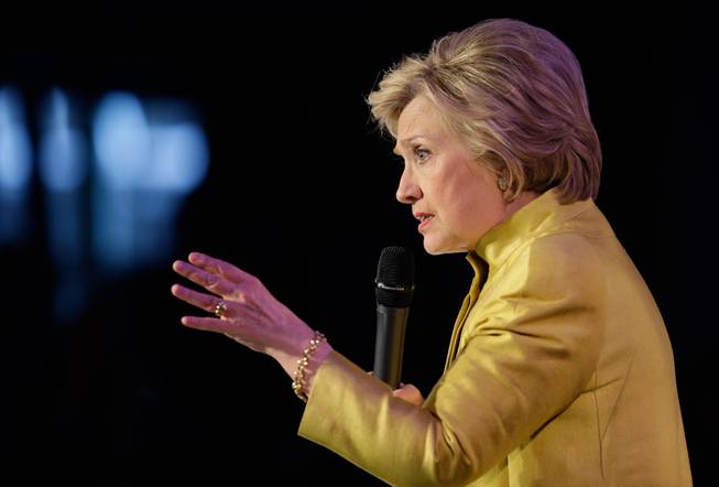 Seth Wenig  AP Democratic presidential hopeful Hillary Clinton speaks to supporters Saturday