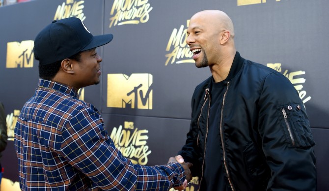 Straight Outta Compton star Jason Mitchell and rapper  actor Common at the 2016 MTV Movie Awards