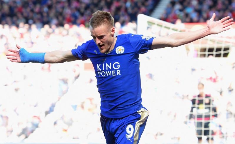 Striker Jamie Vardy has spearheaded Leicester's run towards the Premier League title. Pic Getty Images