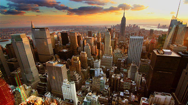 Sunset over New York where the Paris Agreement will be signed by more than 150 countries on Friday