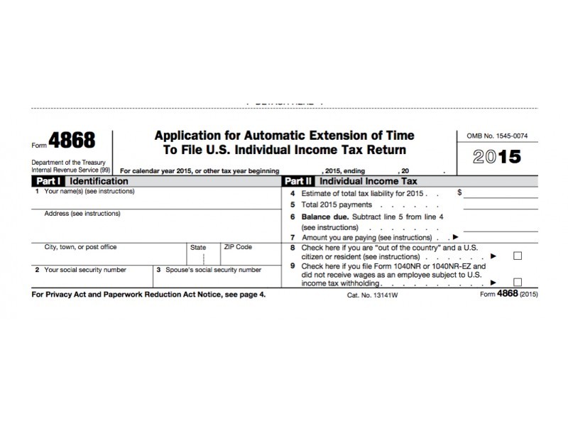 IRS Form 4868 Extension For 2016 Tax Deadline In NJ