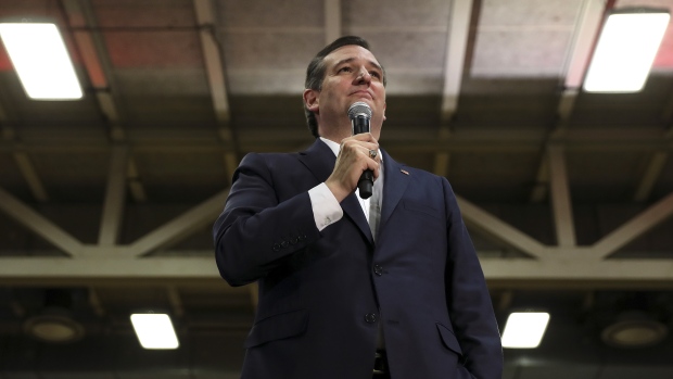 U.S. Republican presidential candidate Ted Cruz speaks on stage during a campaign event in Rochester New York