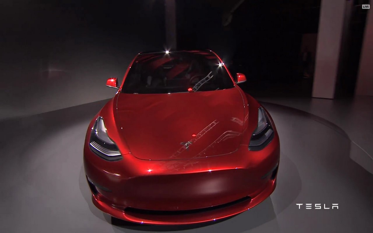 Tesla Model 3 red front