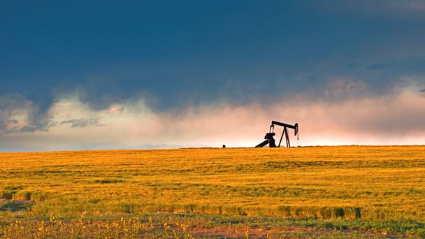 Oil well in field