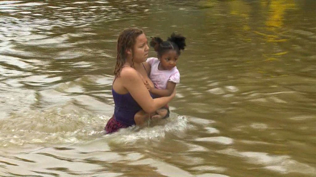 Thousands of residents were stranded by floodwaters in the Houston area