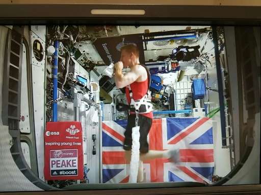 Tim Peake running the London Marathon aboard the ISS as shown by the European Space Agency