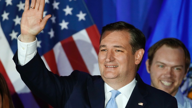 Republican presidential candidate Sen. Ted Cruz R-Texas waves during a primary night campaign event in Milwaukee. While the focus of the Republican presidential campaign shifts eastward to the New York primary C