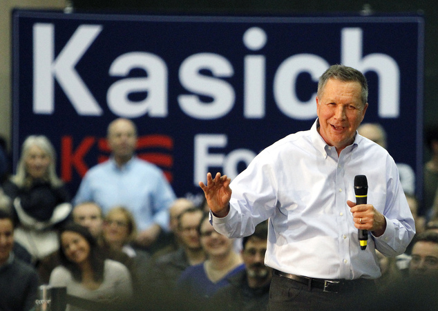 Republican presidential candidate Ohio Gov. John Kasich speaks during a town hall meeting at the Henninger Athletic Center at Le Moyne College Friday Apri