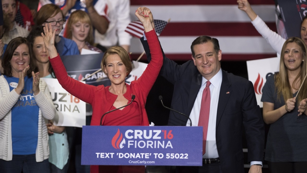 Ted Cruz throws a “Hail Carly” pass, naming Fiorina his pick for vice president