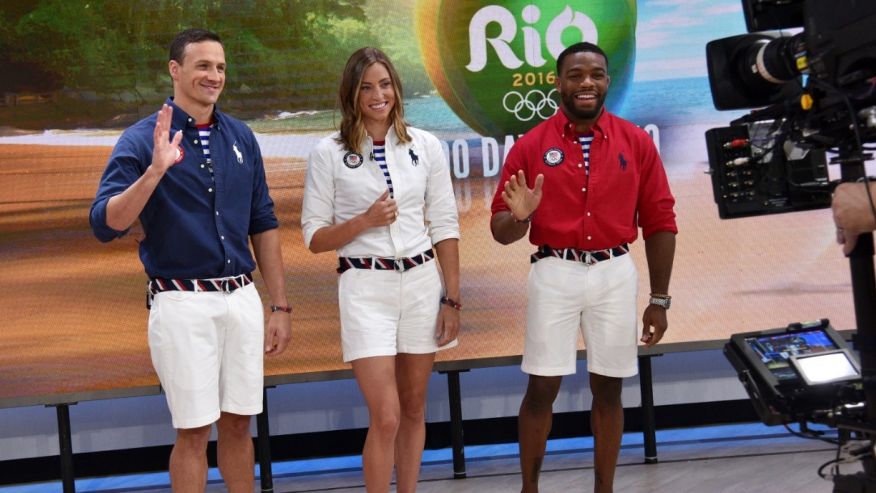 U.S. Olympic athletes from left Ryan Lochte Haley Anderson and Jordan Burroughs