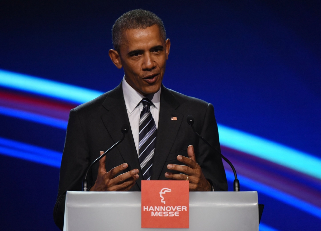 U.S. President Barack Obama speaking at Hannover Messe 2016 opening ceremony. Source Hannover Messe