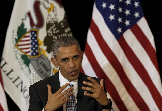 US President Barack Obama speaks at the University of Chicago Law School in Chicago Illinois United States