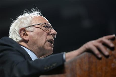 Democratic presidential hopeful Bernie Sanders speaks at Temple University Wednesday