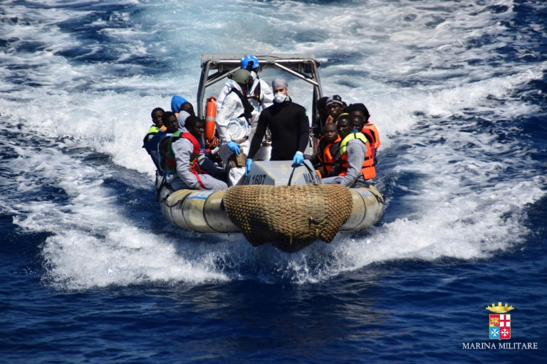 MARINA MILITARE  AFP  File  The Italian Navy has already rescued thousands of migrants whose vessels sank while they attempted to cross the Mediterranean Sea from Libya