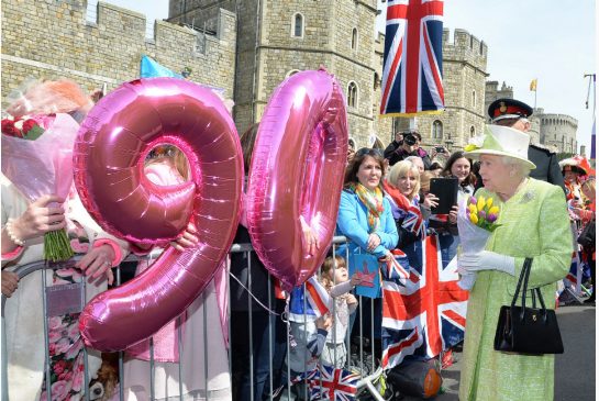 Well-wishers remind Queen Elizabeth II of her age during her birthday walkabout