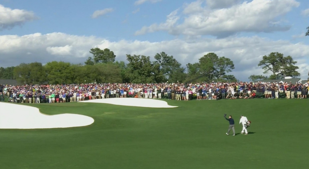 Tom Watson final walk up the 18th green at the Masters