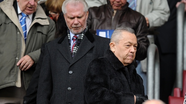 West Ham United owners David Sullivan right and David Gold saw their side draw at Leicester