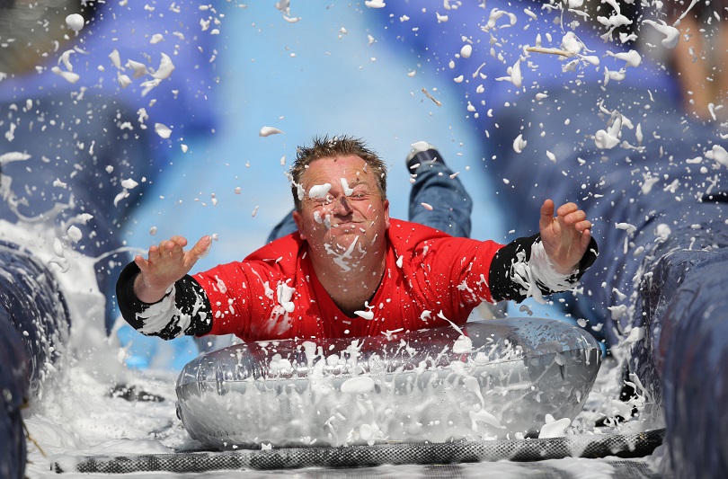 A 90m water slide in Bristol England. Matt Cardy  Getty Images