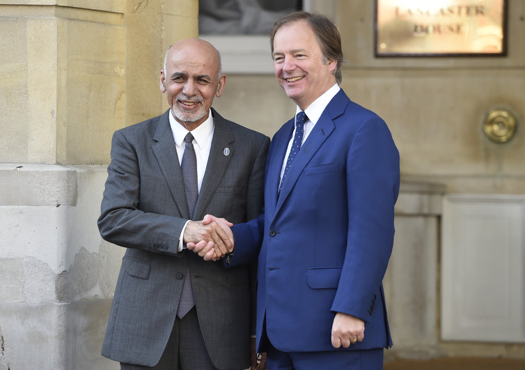 Afghanistan’s president Ashraf Ghani arriving at the anti-corruption summit in London May 2016.     EPA  Facundo Arrizabalaga