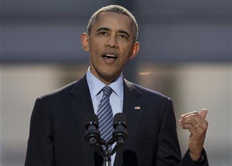 President Barack Obama speaks at the International Jazz Day Concert on the South Lawn of the White House in Washington. Obama is set to meet with residents of Flint Michigan to hear how they’re managin