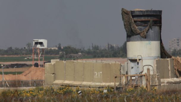 An Israeli army post opposite to a Hamas military post on the Gaza